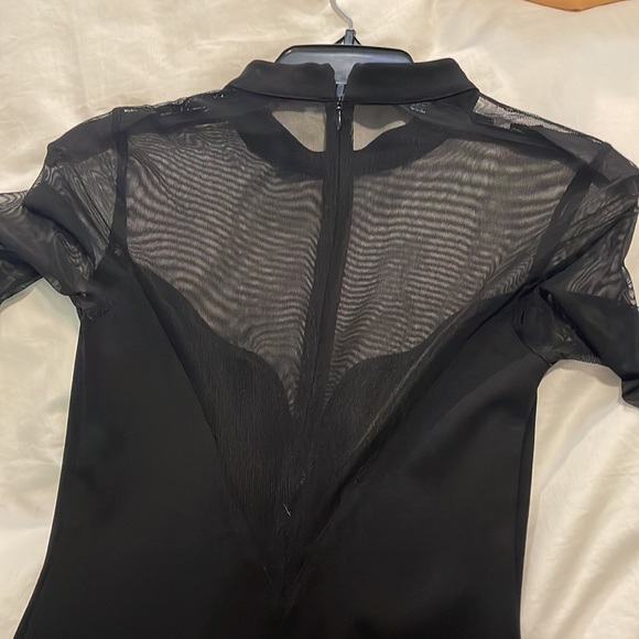 CHIC BLACK LONG SLEEVE MESH MINI DRESS - Picture 4 of 4